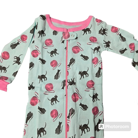 Leveret Pink/Blue Cat Print Onesie 6-12M - Picture 3 of 4